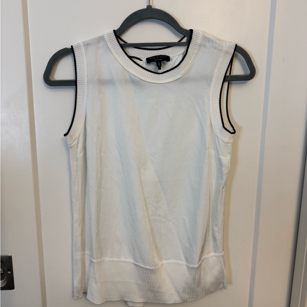 Rag & Bone White Tank Top with Black Trim